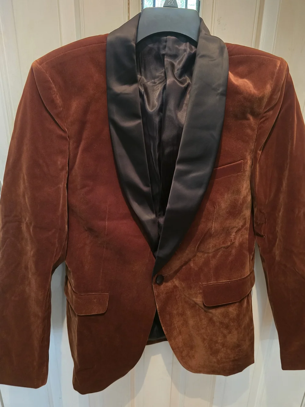 Men's Brown Velvet Shawl Lapel Blazer